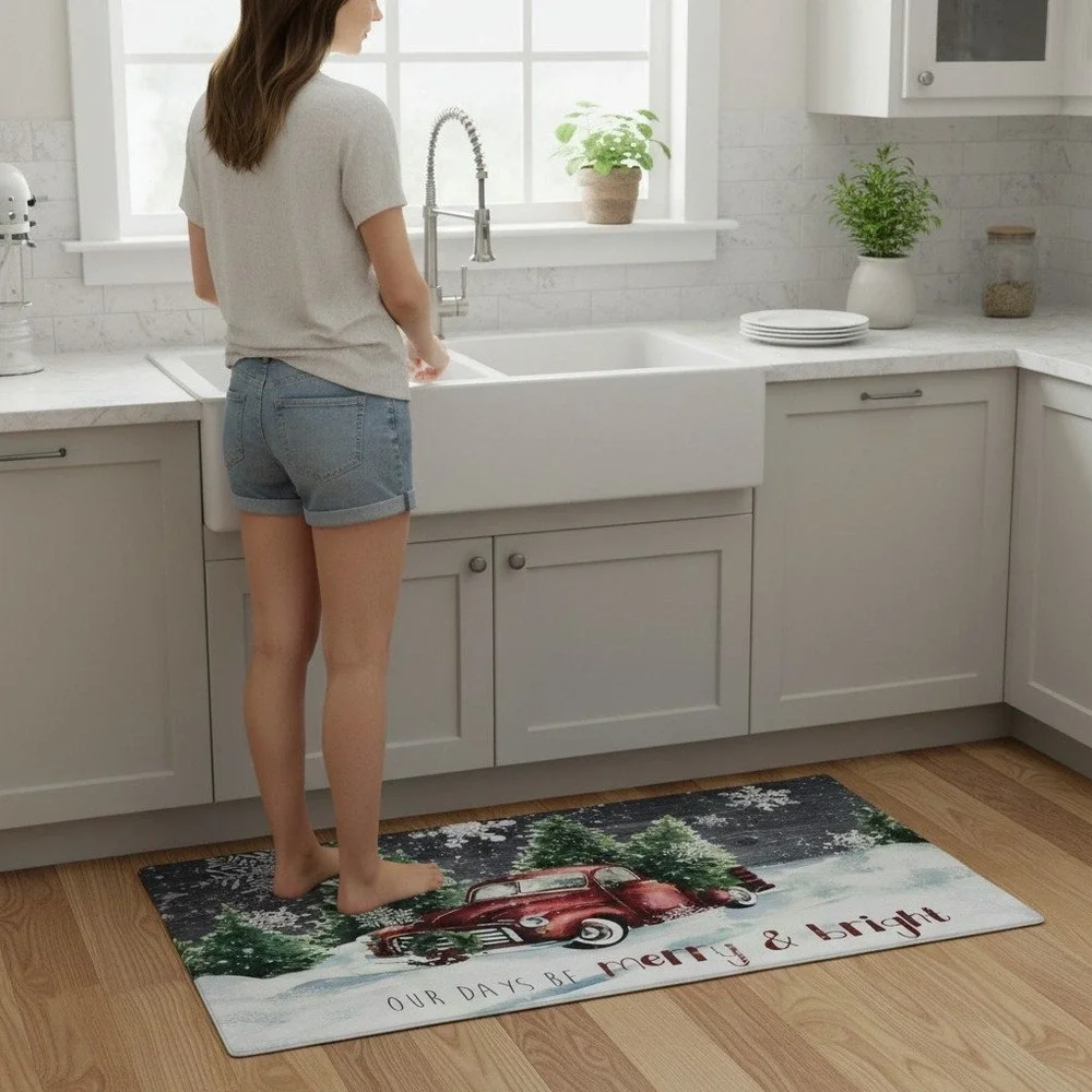 Home Dynamix Cook N Comfort Floor Mat 20x32 Red New Christmas Truck HCC02